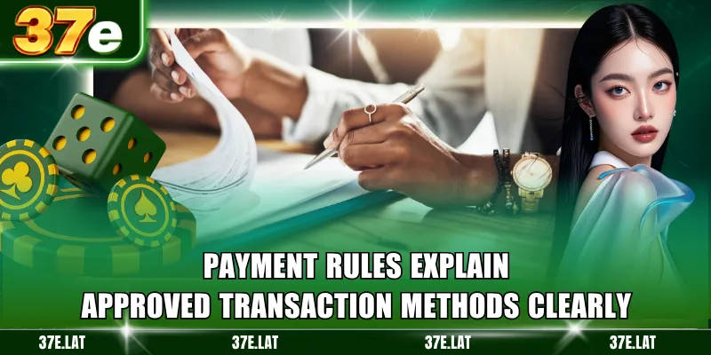 Payment rules explain approved transaction methods clearly