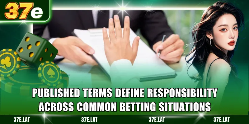 Published terms define responsibility across common betting situations